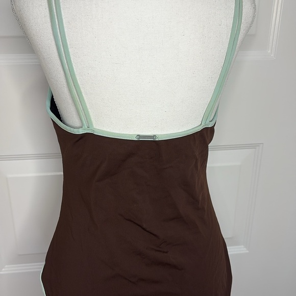 Anne Cole Brown and Mint One-Piece Swimsuit. Size 14 - Picture 3 of 10